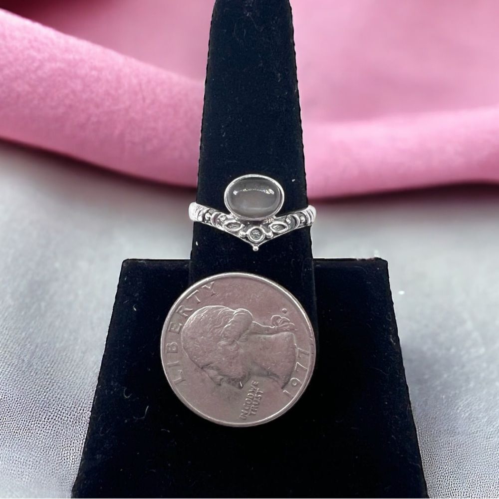 Gray Moonstone Ring Solid .925 Sterling Silver - … - image 3